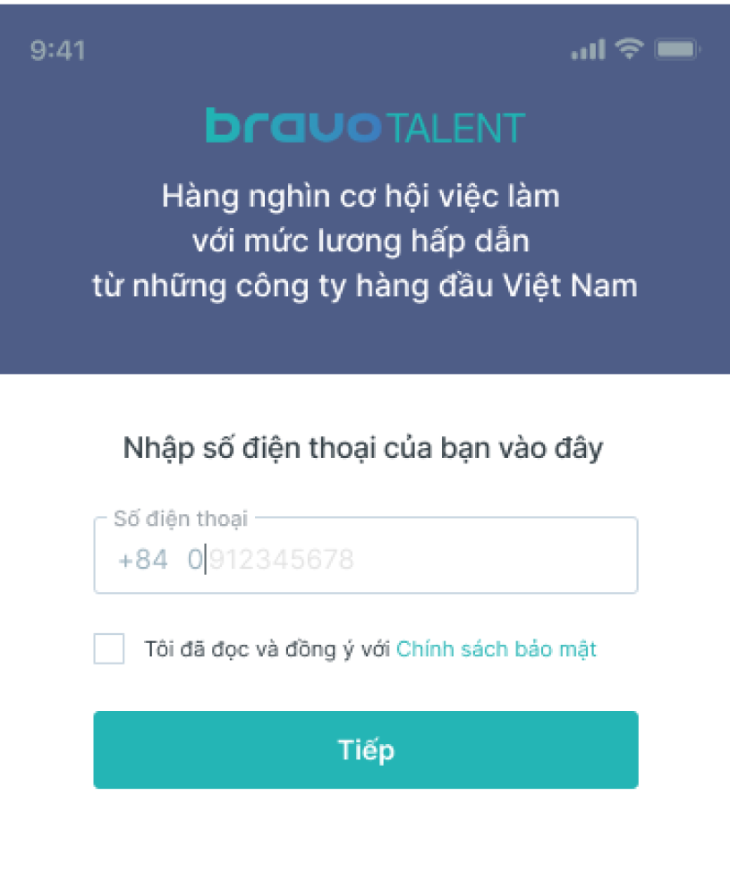 Tạo tài khoản dễ dàng chỉ cần một số điện thoại và điện thoại thông minh.